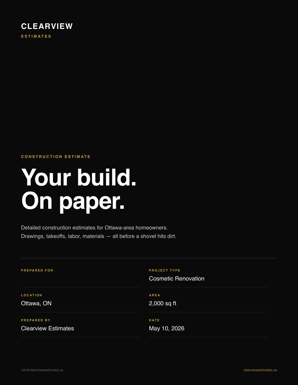 Cover — Clearview construction estimate